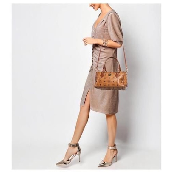 SOLD***Authentic MCM Vintage Monogram Visetos Boston Bag Cognac - Picture 3 of 16